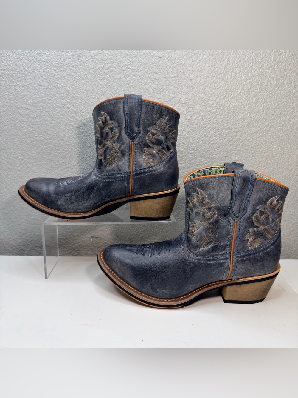 Laredo Sapphrye Women's Navy Blue Leather Western Cowboy Boots Size 8